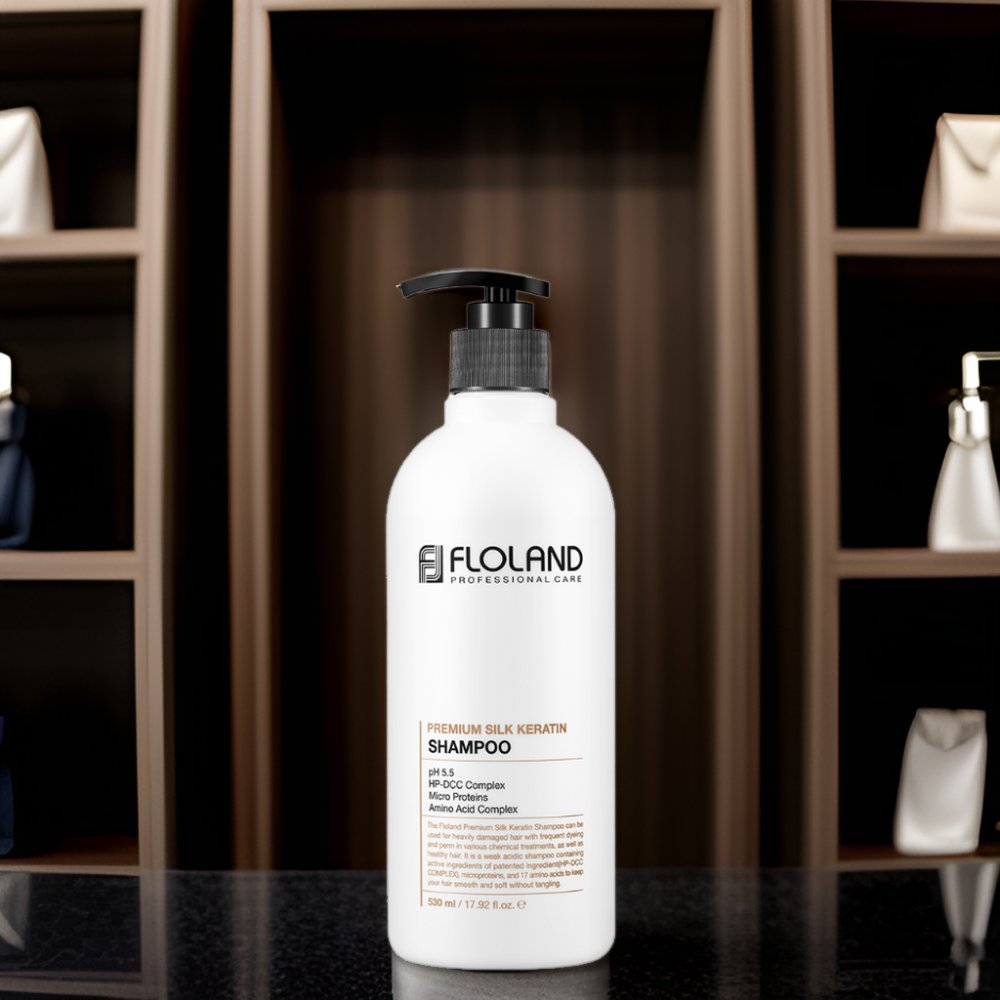 FLOLAND Premium Silk Keratin Shampoo and Conditioner Natural Organic Biotin Formula for Damaged Hair Private Label OBM OEM