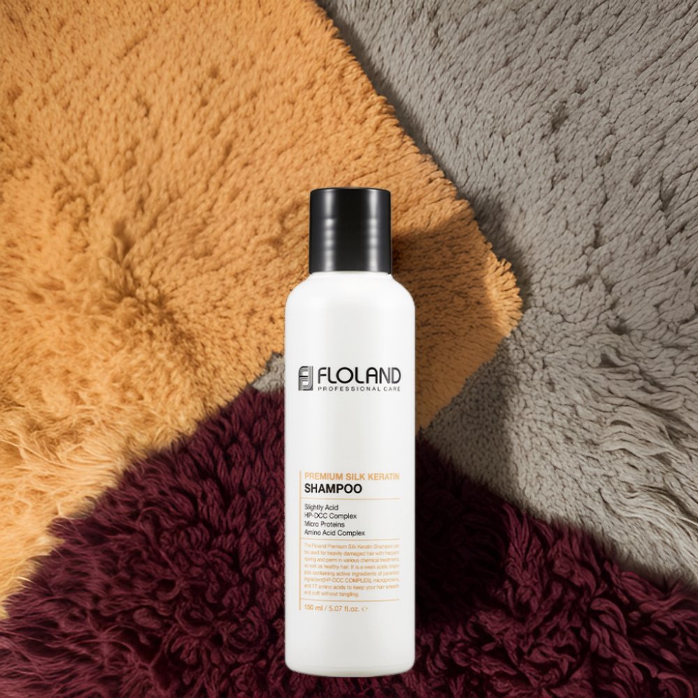 FLOLAND Premium Silk Keratin Shampoo and Conditioner Natural Organic Biotin Formula for Damaged Hair Private Label OBM OEM