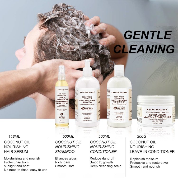 New Coconut oil Hair Soft Refreshing Moisturizing Hair Care set hair shampoo and conditioner
