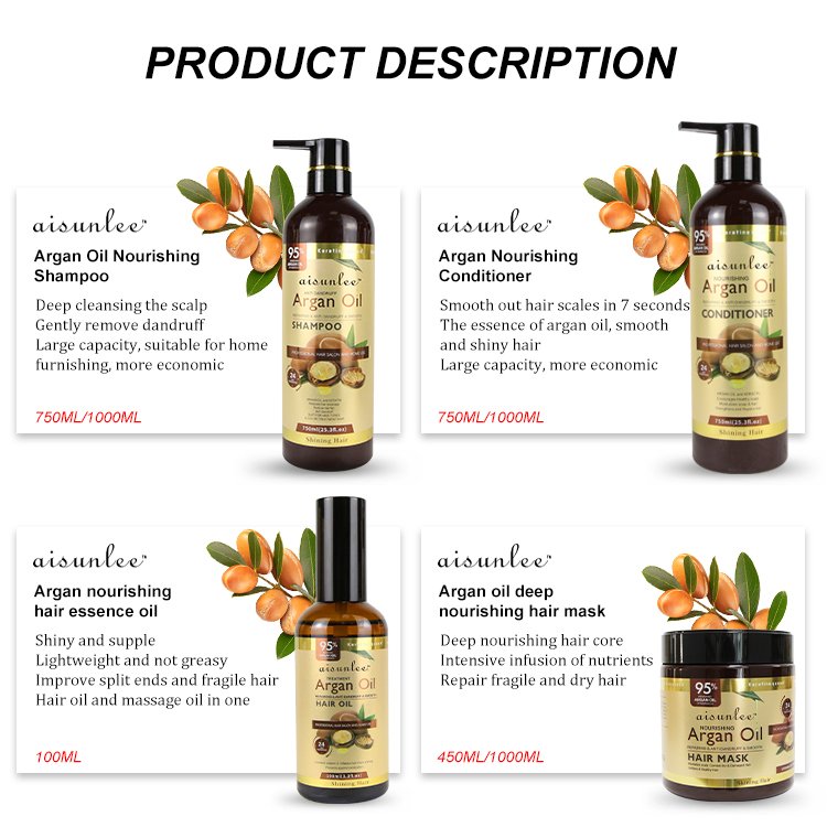 Factory price Best 100% Organic Nourishes Argan Oil Shampoo And Conditioner From Moroccan Private Label Argan Oil Shampoo