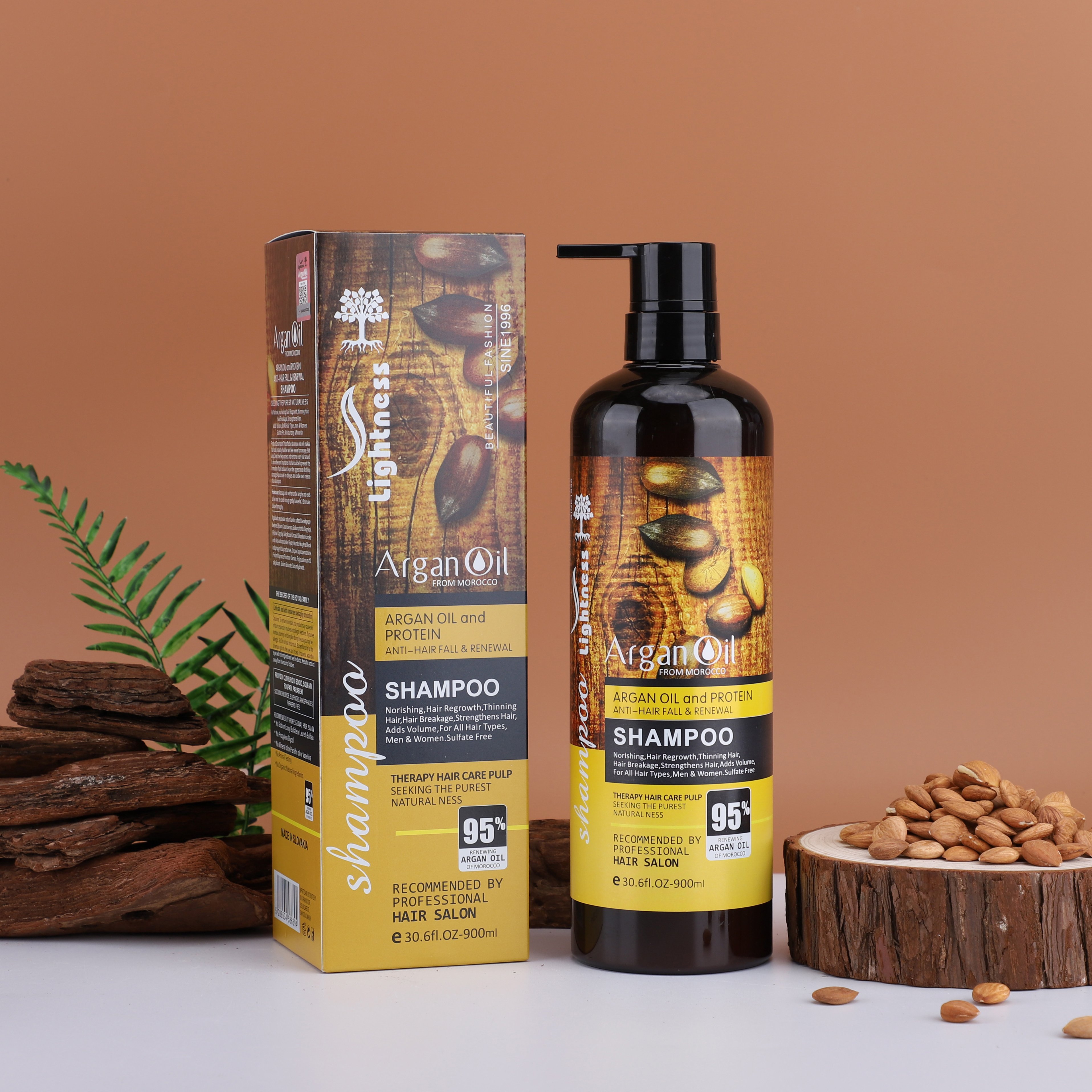 Wholesale Vegan Hair Shampoo Organic Lightness Argan Oil Shampoo and Conditioner Natural Repairing Hair Shampoo