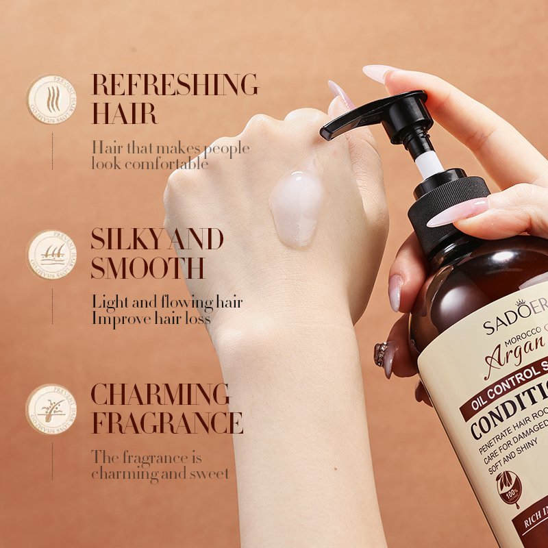 SADOER Private Label Organic Argan Oil Fluffy Smooth Nourishing Repairing Best Hair Shampoo And Hair Conditioner Care Oil Serum