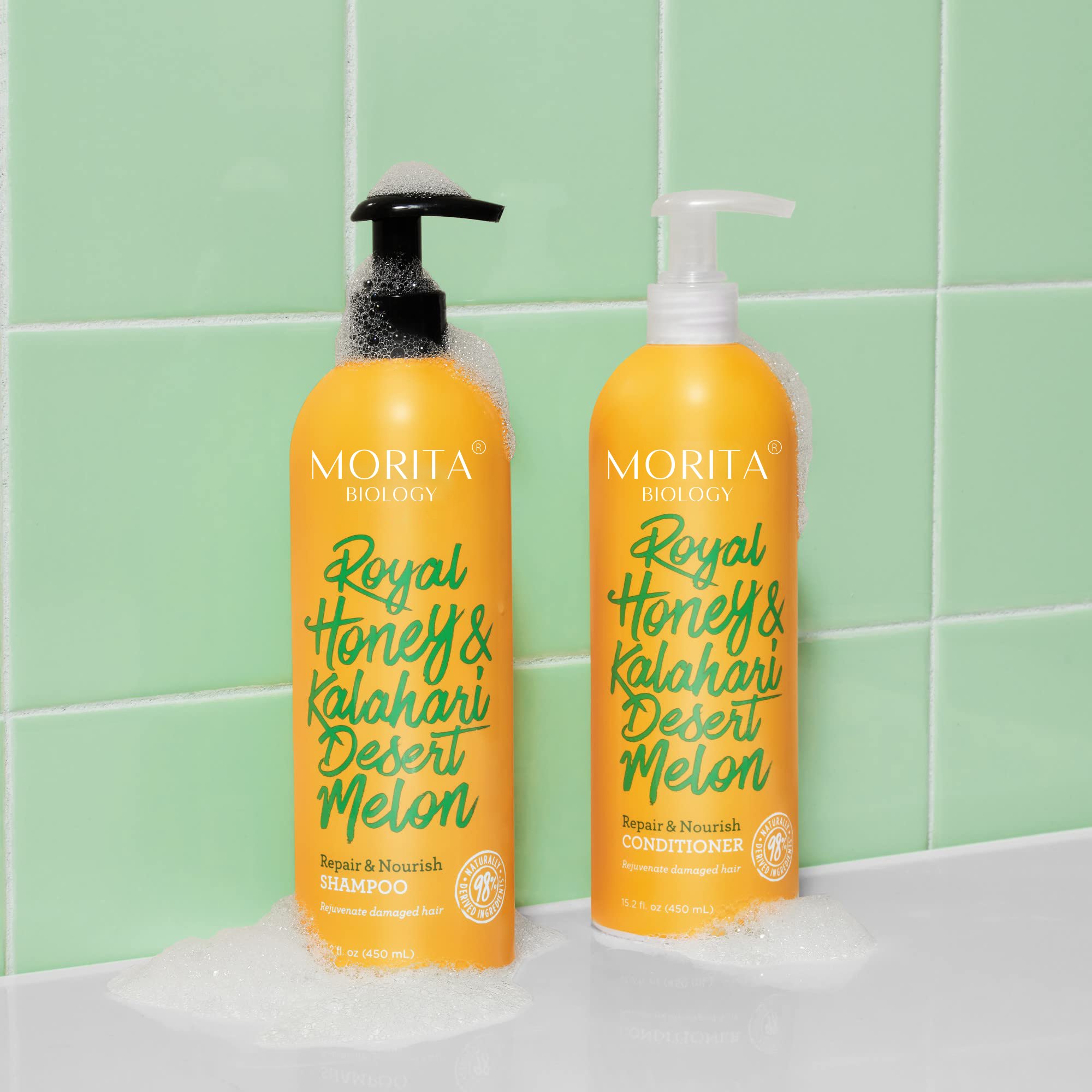 OEM/ODM Organic Hair Shampoo and Conditioner Cruelty-free Hair-Repairing & Cantaloupe & Honey Keratin Hair Care Set