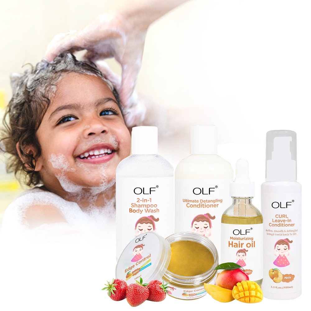 Custom Logo 2 In 1 Moisturizing Baby Wash Natural Curly Hair Shampoo And Conditioner Wholesale Organic Kids Hair Care Sets