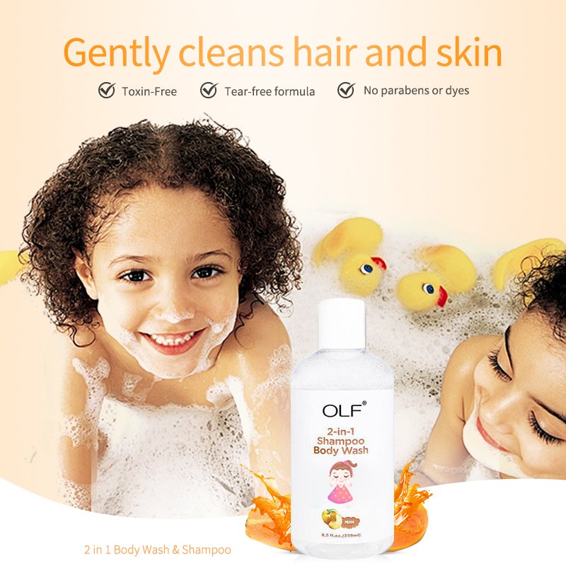 Custom Logo 2 In 1 Moisturizing Baby Wash Natural Curly Hair Shampoo And Conditioner Wholesale Organic Kids Hair Care Sets