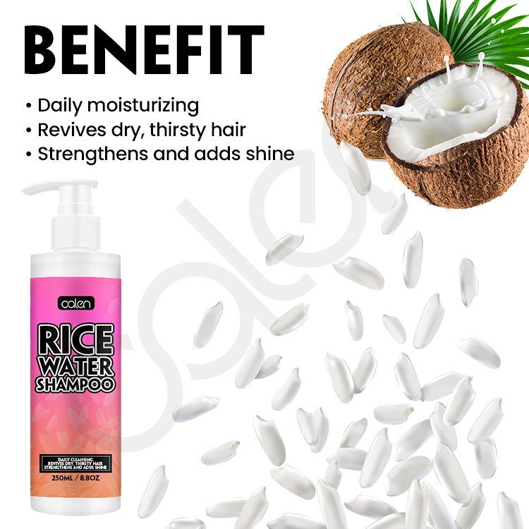 Oalen Private Label Strengthen Hair Roots Smoothing Gently Cleansing Rice Water Shampoo
