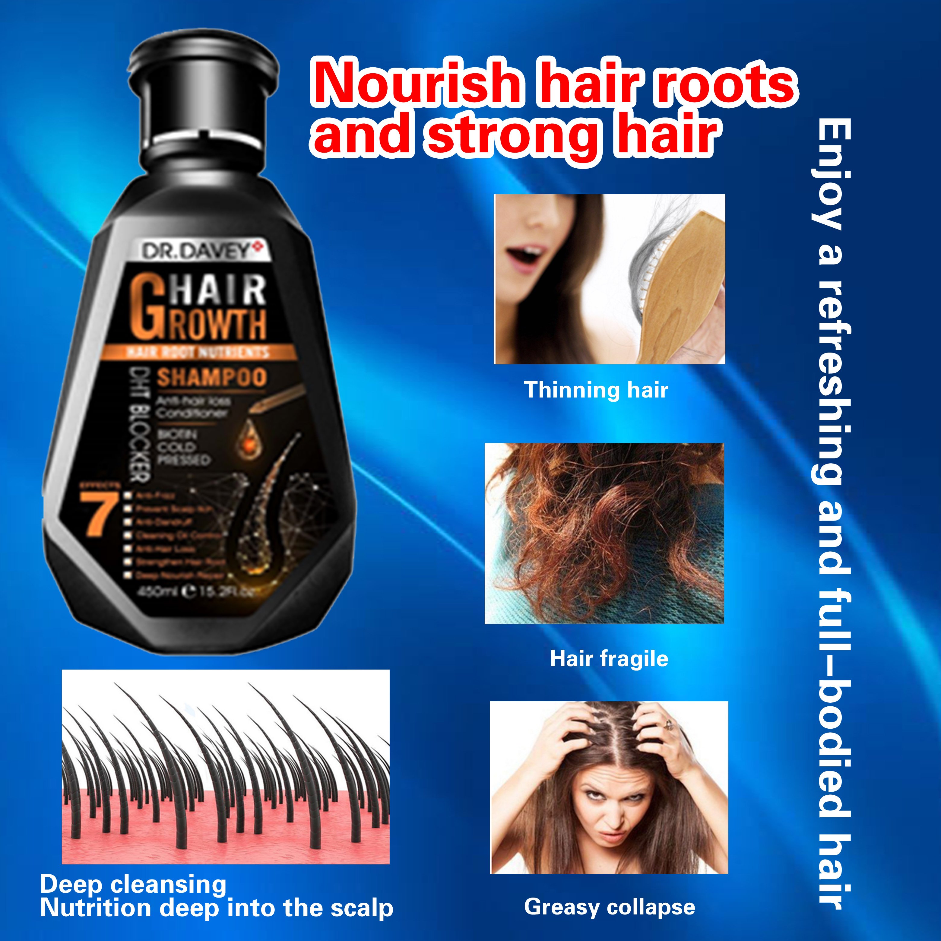 Oem/oem Private Label Strong hair roots Anti-hair Loss Black Hair Color Growth Shampoo