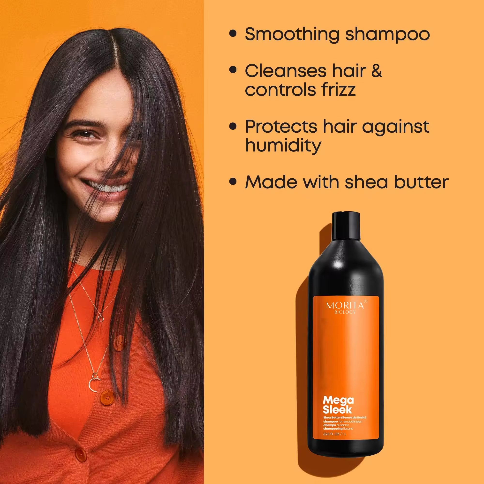 Hair Care Set for Black Women Sulfate-free Smoothing Refreshing & Orange Shea Butter Vegan Shampoo and Conditioner Private Label