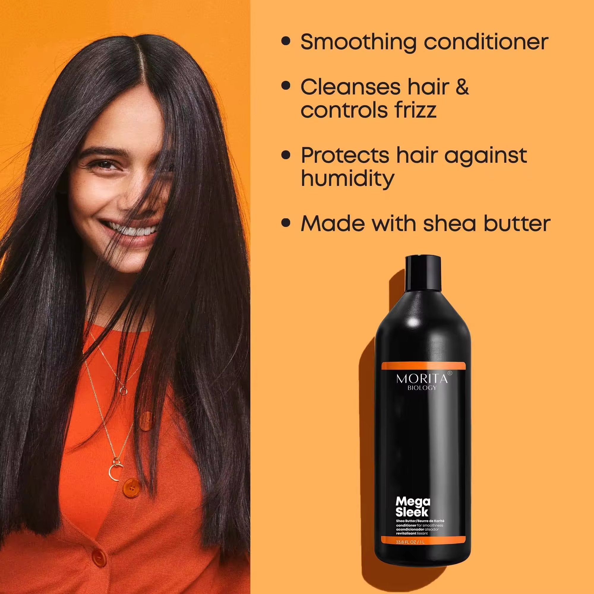 Hair Care Set for Black Women Sulfate-free Smoothing Refreshing & Orange Shea Butter Vegan Shampoo and Conditioner Private Label