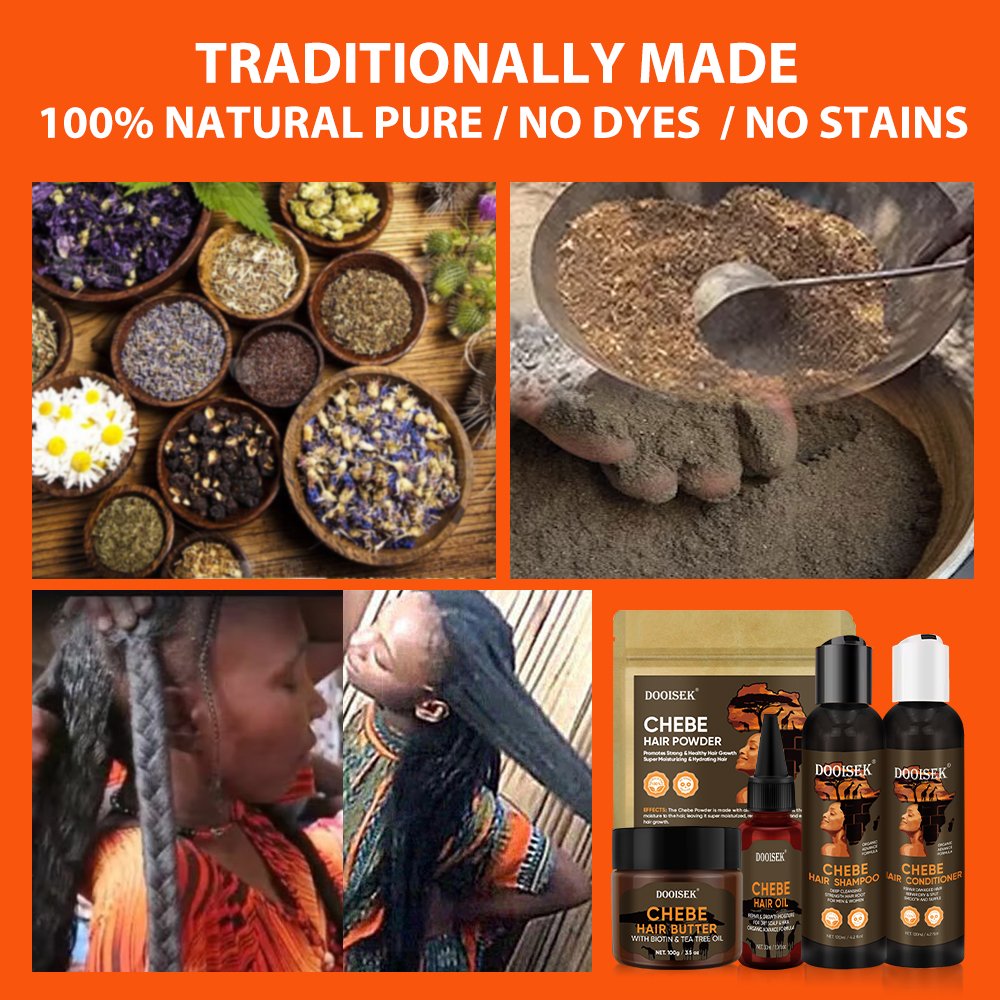 Private Label 100% Natural Hair Care Products African Chebe Growth Oil Anti Hair Loss Chebe Powder Snail Hair Growth Shampoo Set