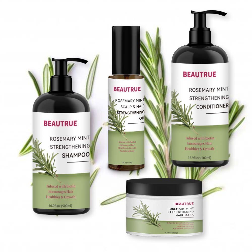 Factory OEM High Quality Natural Biotin Rosemary Shampoo And Conditioner Hair Mask Oil Custom For Hair Growth Health Care Set
