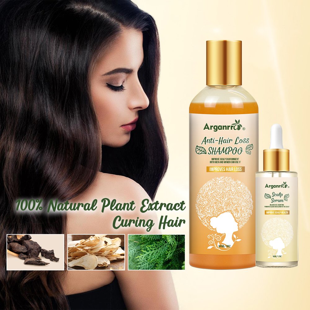 Private Label Organic natural hair care set anti loss hair shampoo and serum for Hair Growth Sulfate Free