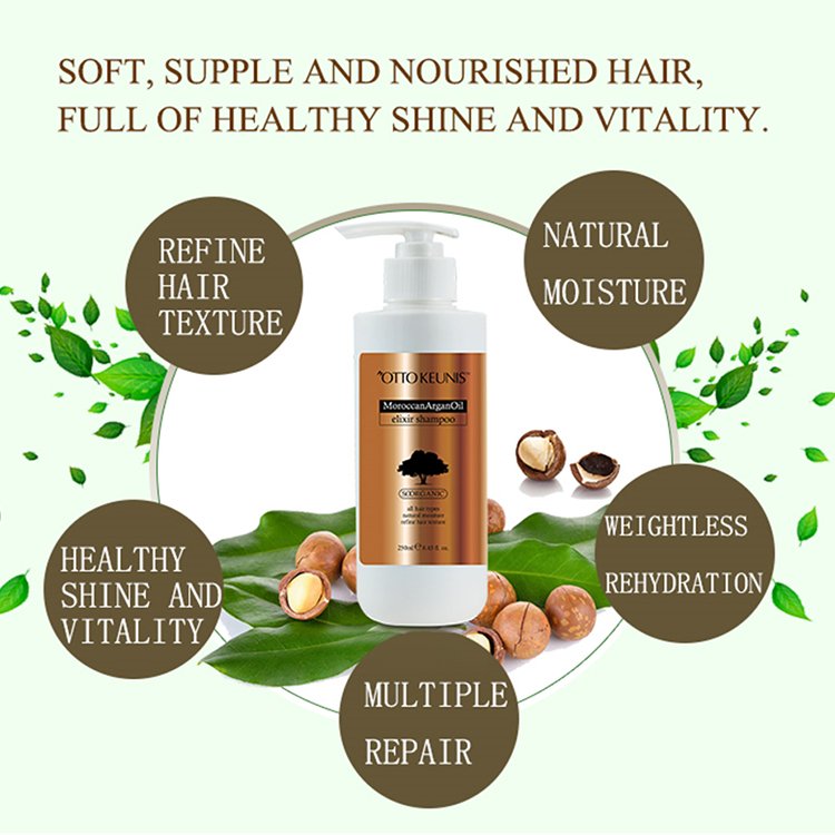 organic argan oil repair shampoo OEM/ODM logo Nourishing scalp moisturizing hair care shampooing