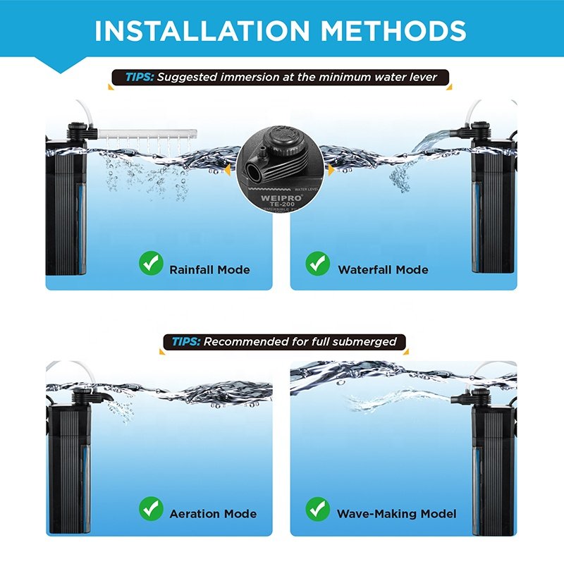 Small 4W/7W Submersible Fish Tank Filter for 15l-80l Fish Aquarium Biological Sponge Carbon Ceramic Ring Filtration Material