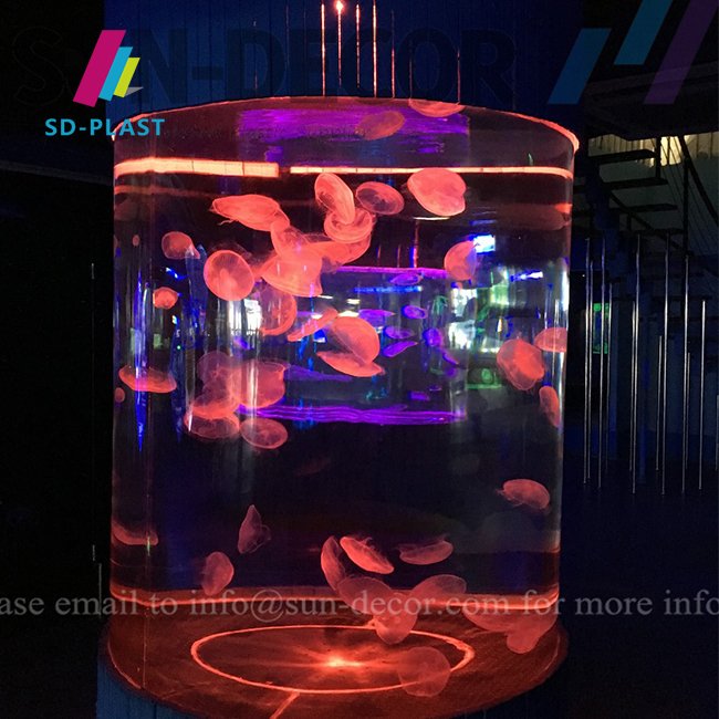 Cylindrical aquarium constructium decoration acrylic sheet for salt water aquarium