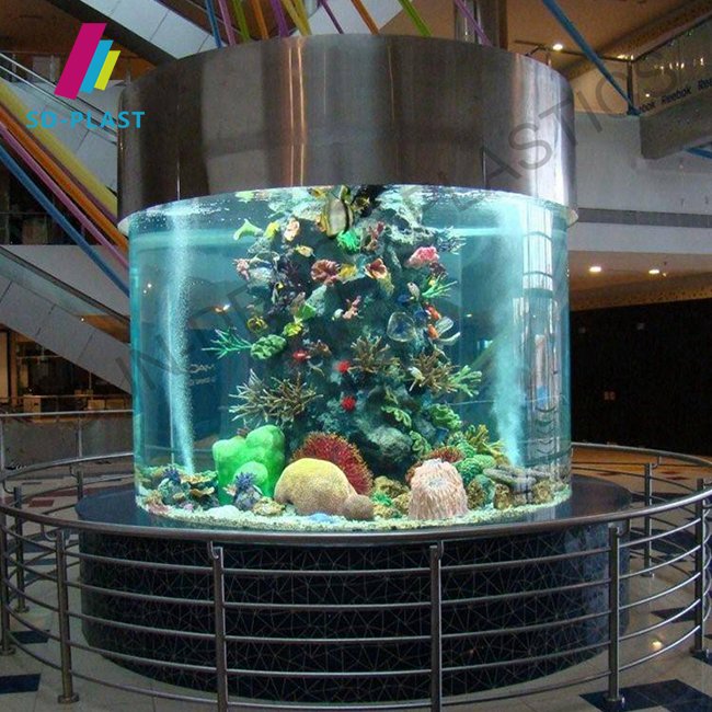 Cylindrical aquarium constructium decoration acrylic sheet for salt water aquarium
