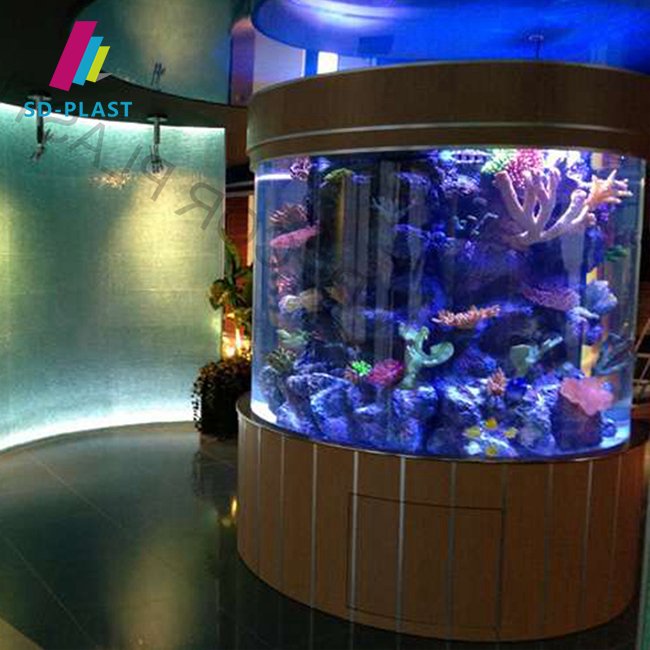 Cylindrical aquarium constructium decoration acrylic sheet for salt water aquarium