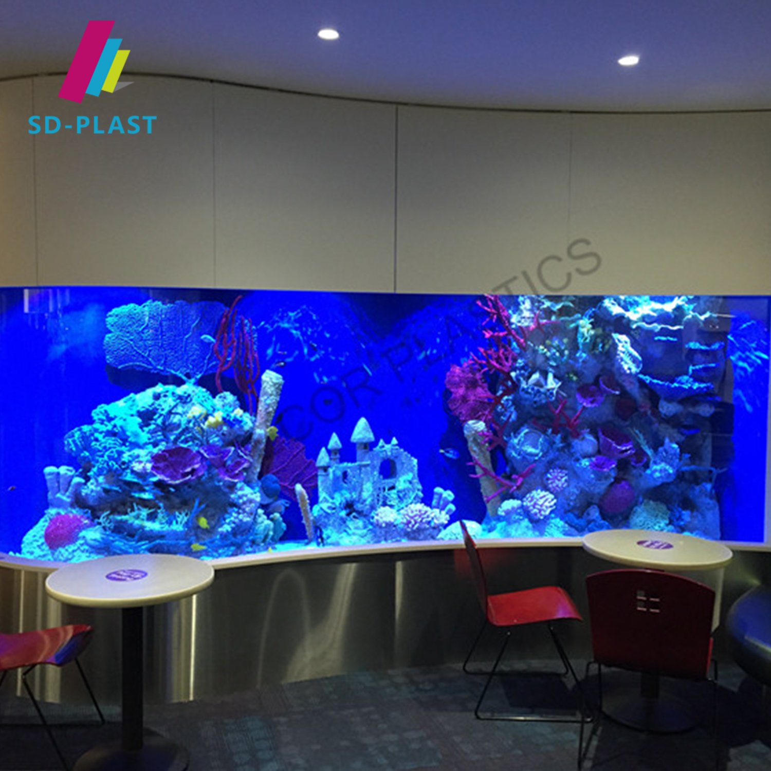 Cylindrical aquarium constructium decoration acrylic sheet for salt water aquarium