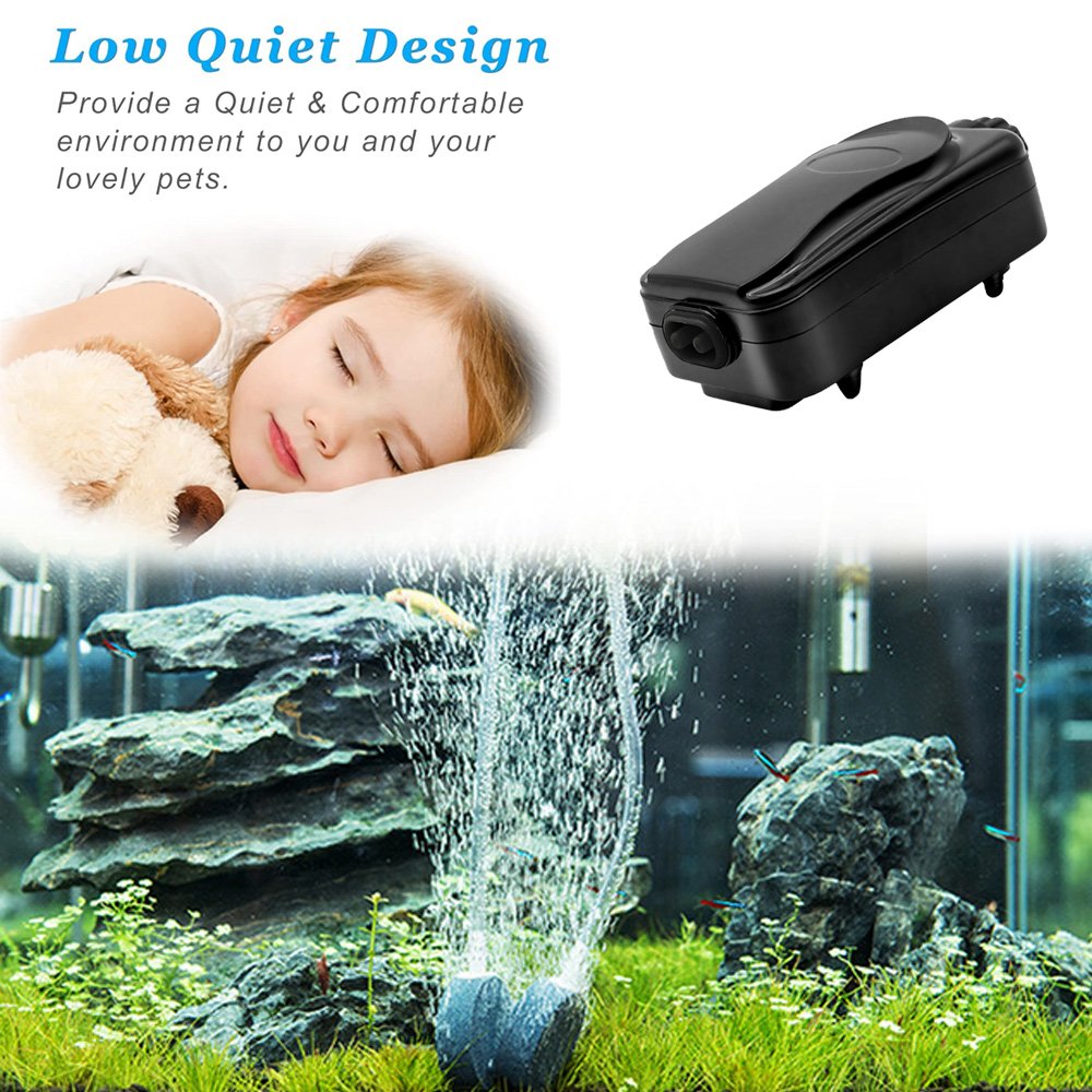 8W oxygen pump for for 5-200 Gallon fish tank Dual Outlet Fish Tank Aerator Silent Aquarium Air Pump for fish