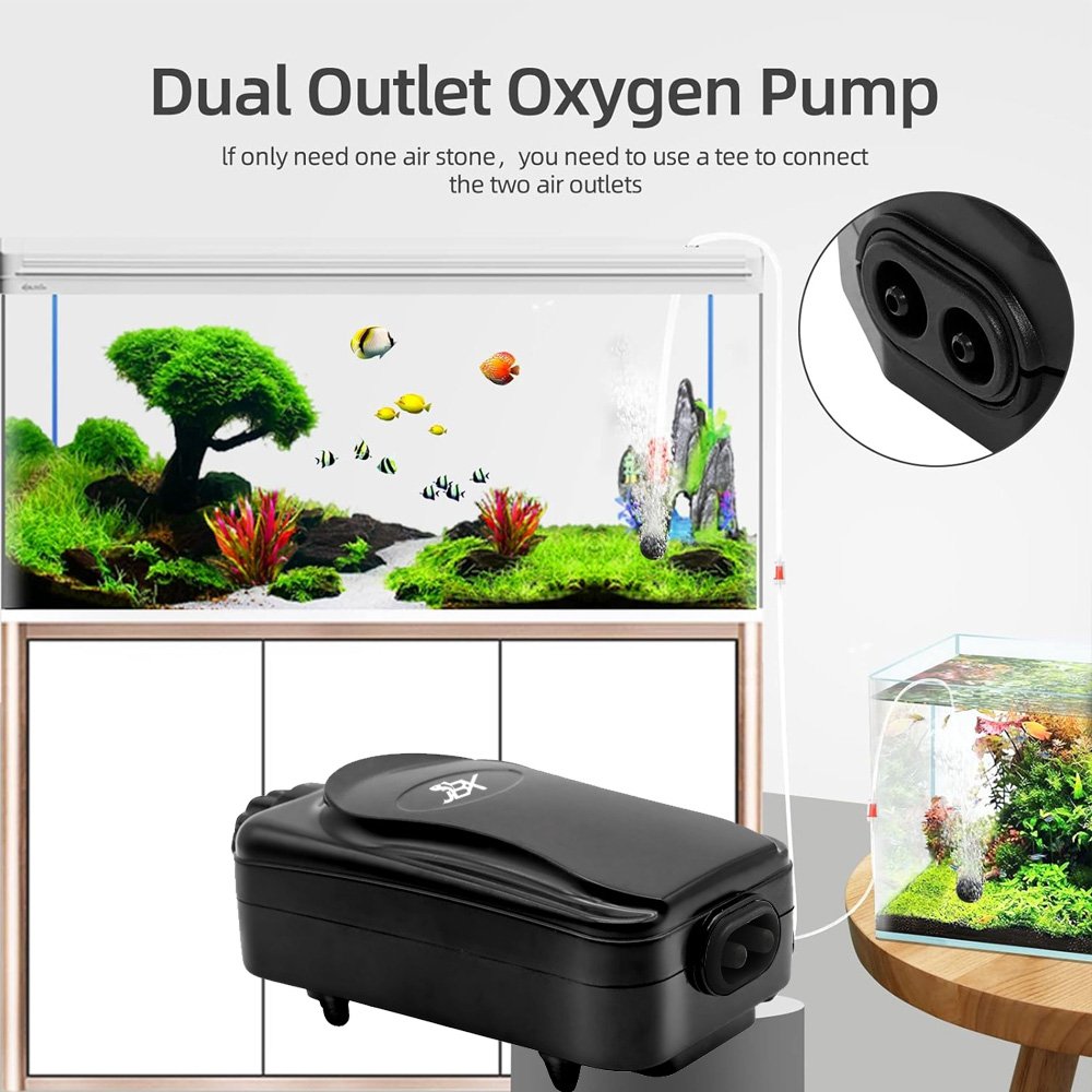 8W oxygen pump for for 5-200 Gallon fish tank Dual Outlet Fish Tank Aerator Silent Aquarium Air Pump for fish