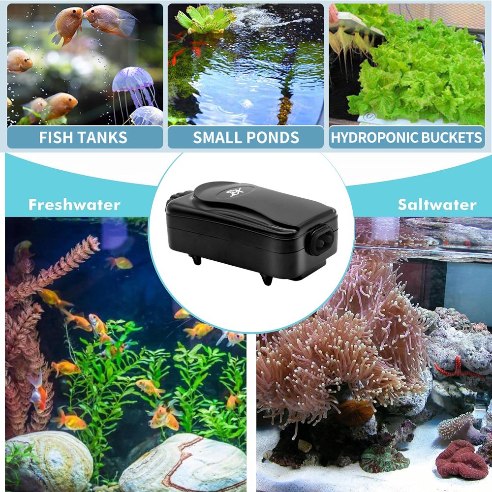 8W oxygen pump for for 5-200 Gallon fish tank Dual Outlet Fish Tank Aerator Silent Aquarium Air Pump for fish