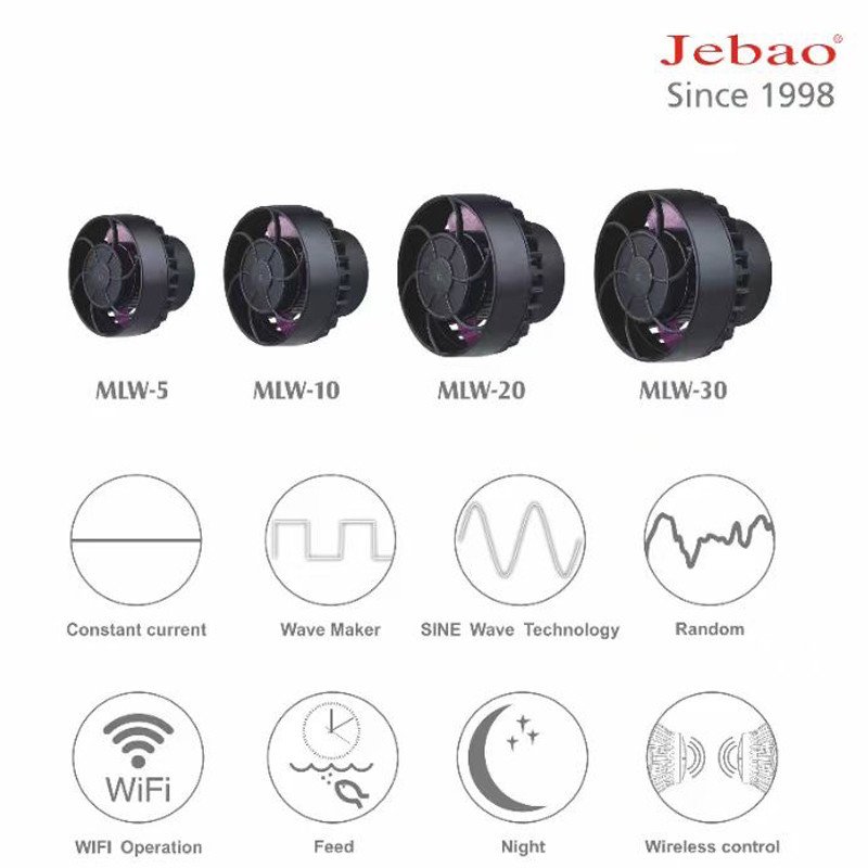 Jebao Smart Wave Maker Pump WiFi APP Controller LCD Display MLW MOW Aquarium Flow Pumps For Fish Tank Marine Reef Aquariums