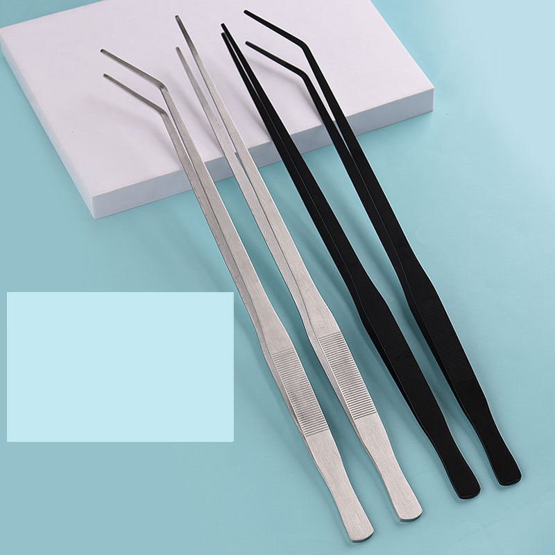 Quality Fish Tank Cleaner Aquarium Stainless Steel Straight & Curved Tweezers Water Grass Clip For Pet Shrimp Reef Stone