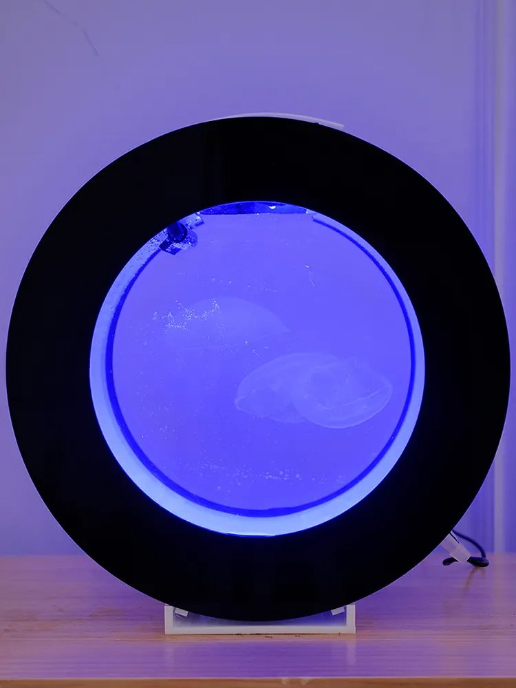 Desktop White and Black Acrylic Jellyfish Tank 8L/18L/50L Small Aquarium Household Gift Round Aquarium Creative Fish Tank Aquari