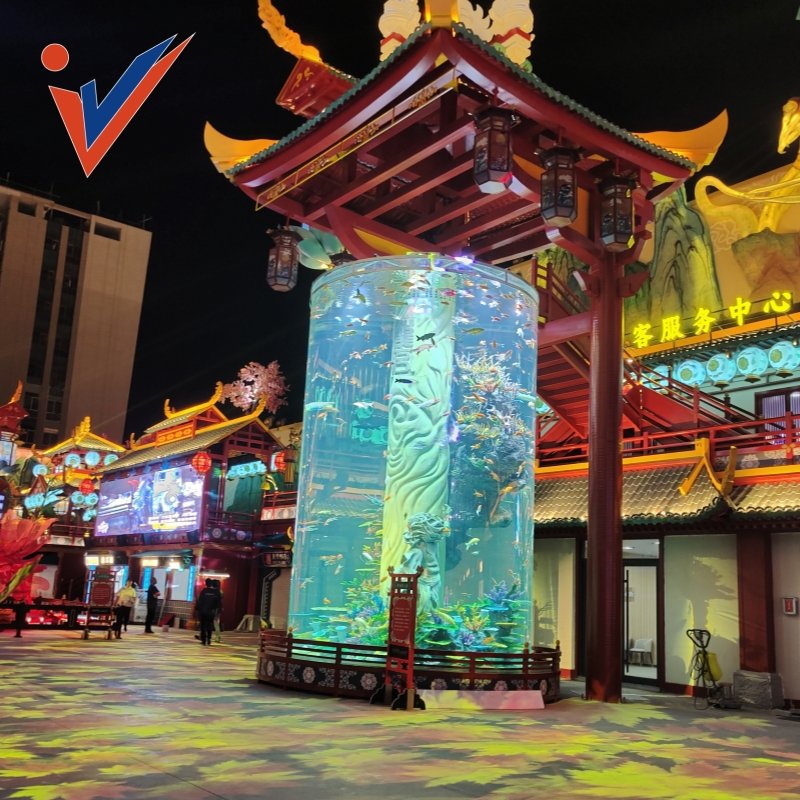 Cylinder Acrylic Fish Aquarium Tanks, Giant Aquariums Giant Customized Acrylic Circle Acrylic Tube Aquarium