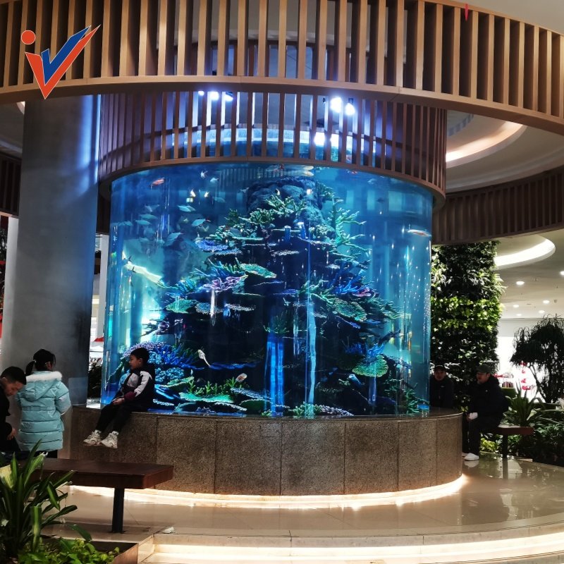 Cylinder Acrylic Fish Aquarium Tanks, Giant Aquariums Giant Customized Acrylic Circle Acrylic Tube Aquarium