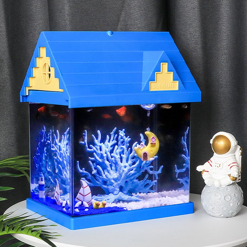 Small Ultra White Glass High Function Fish Tank Small Desktop Aquarium