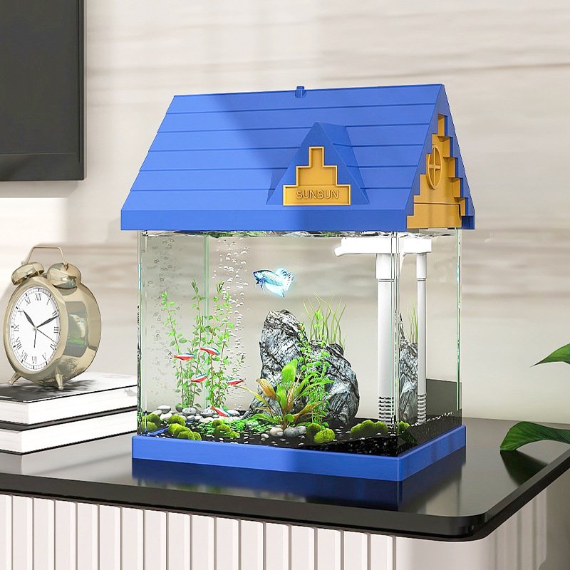 Small Ultra White Glass High Function Fish Tank Small Desktop Aquarium