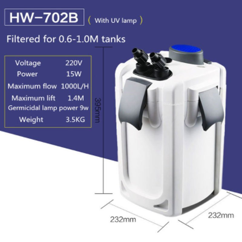 15W 1000L/h SUNSUN HW-702A HW-702B HW702A HW702B 3-Stage External Aquarium Canister Filter Fish Tank Outside Filter 265GPH