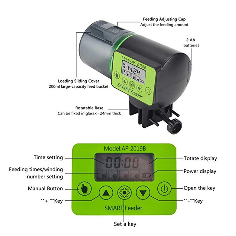 Intellect Automatic Aquarium Feeder With LCD Digital Charging Fish Tank Timer Feeder Food Feeding Dispenser Tool Accessories