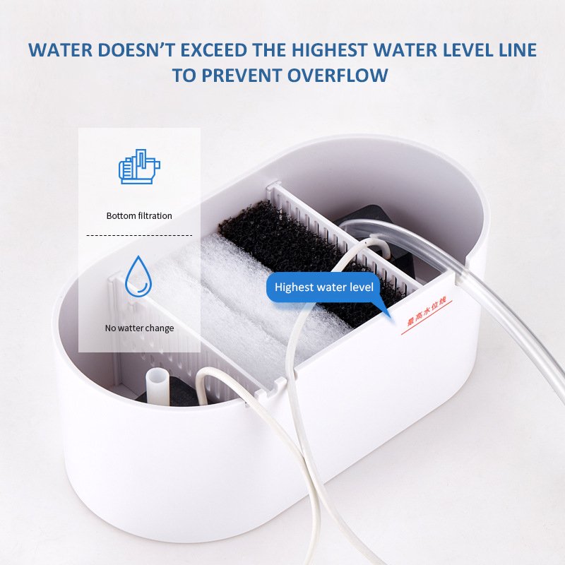 Multifunctional Mini Fish Tank USB Aquarium for Kid with Bottom Filter System and LED Light