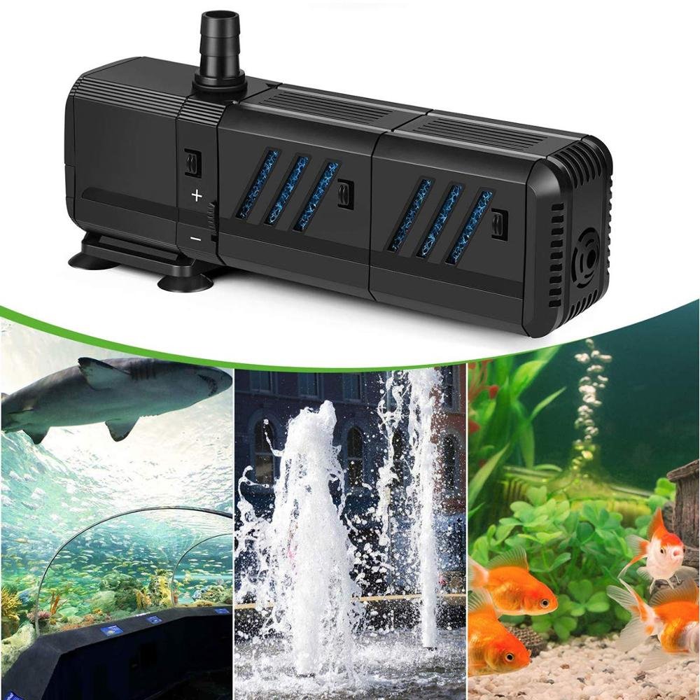 Aquarium Filter Water Pump Fish Tank Water Circulation System Oxygen Charging WaveMaker Water Filtering(15W 1500L/H)