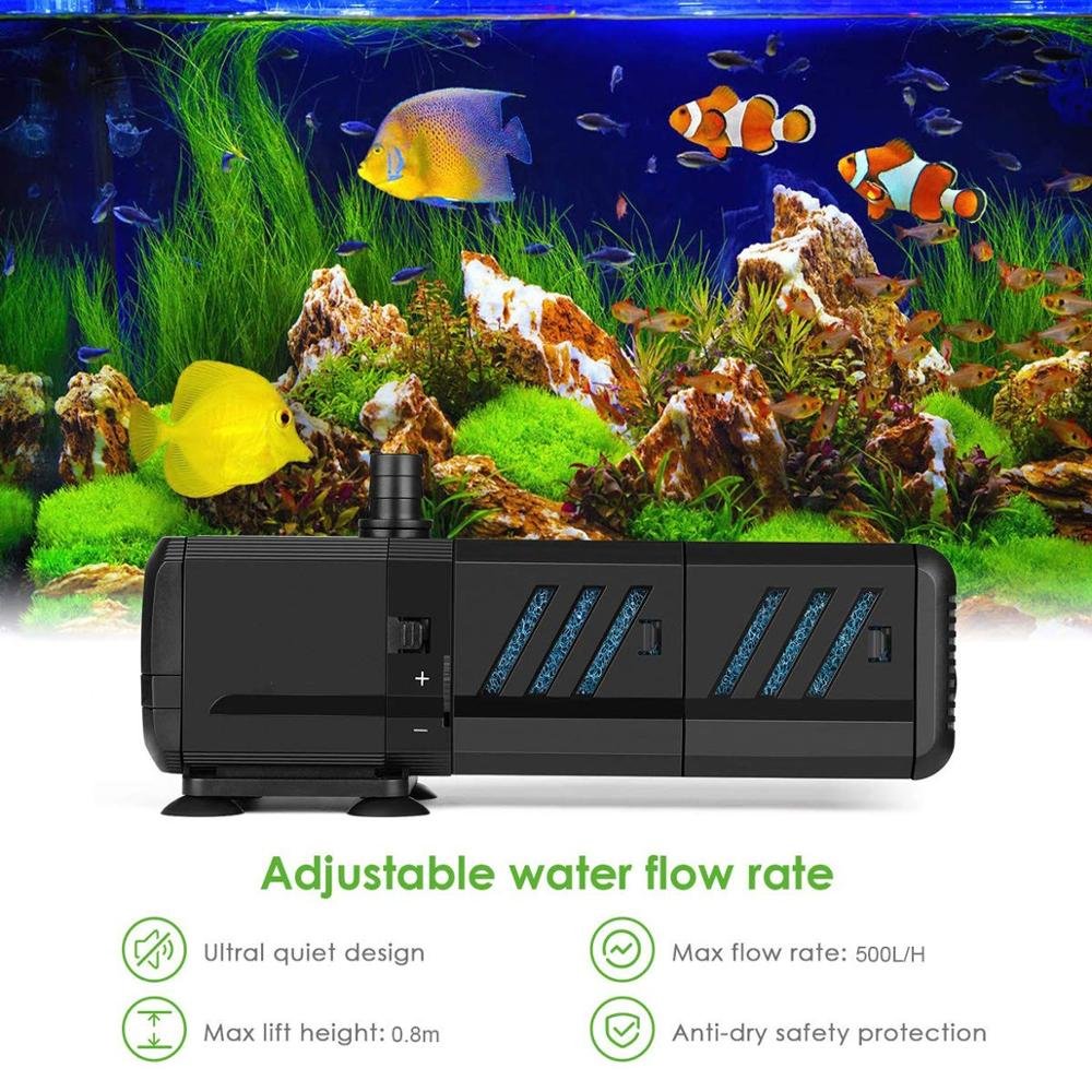 Aquarium Filter Water Pump Fish Tank Water Circulation System Oxygen Charging WaveMaker Water Filtering(15W 1500L/H)