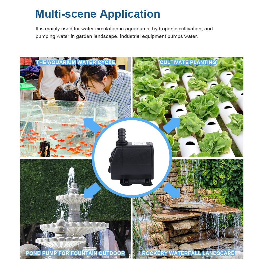 Hsbao Pump 45W 2500 L/H Garden Yard Pond Fountain Water Feature Pump Submersible Hydroponics Aquarium Fish Tank Water Pumps