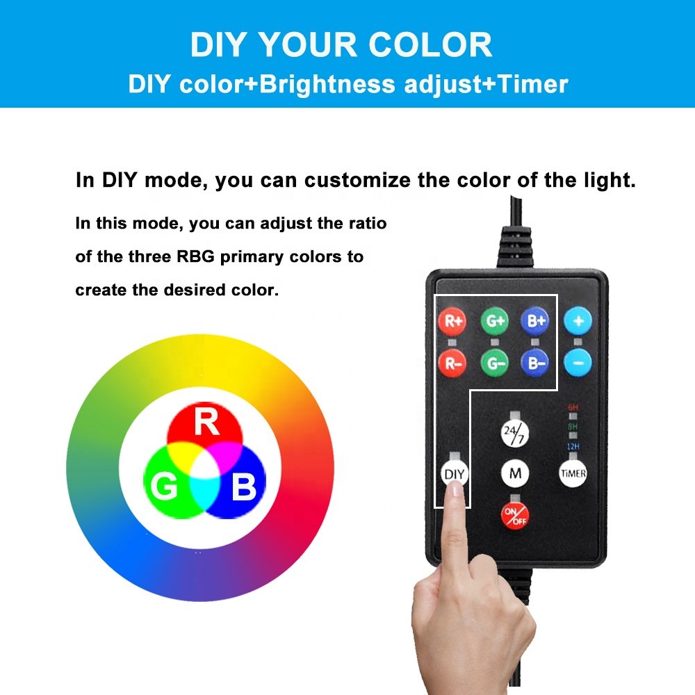 24/7 nature mode LED Aquarium Light for freshwater fish tank , Full Spectrum Fish Tank Light with RGB and Timer Adjustable