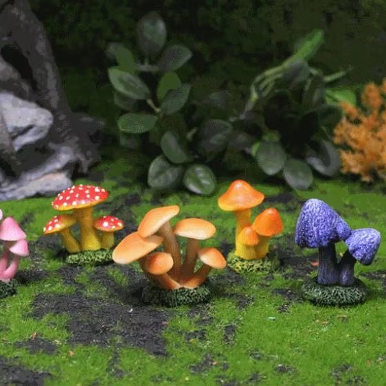 Microlandscape simulation mushroom model decoration resin crafts Moss succulent garden aquarium decoration