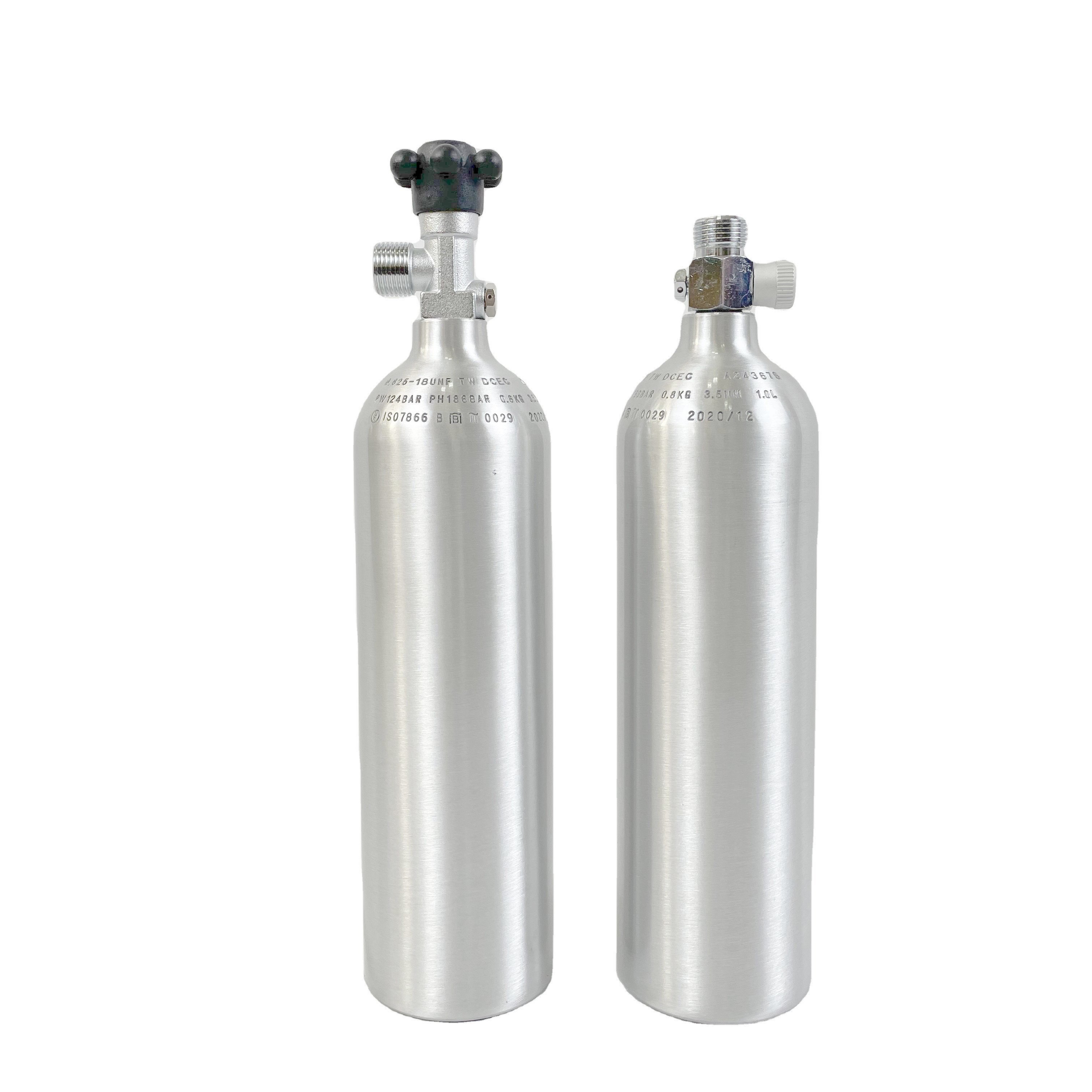 TPED ISO7866 1L CO2 system Aluminum Cylinder with w21.8 face side valve