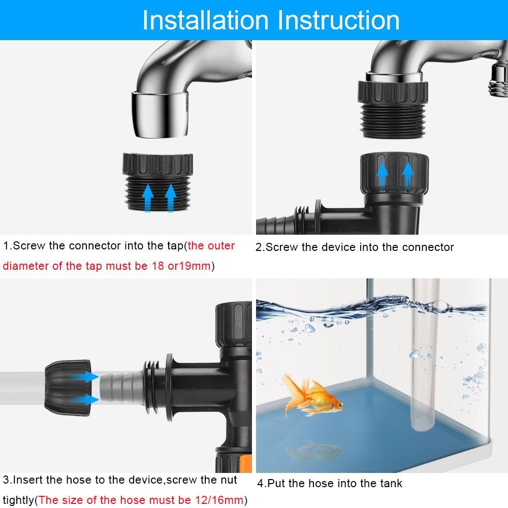 Water Changer Kit Aquarium Water Changer Connectors Water Changer Parts for Fish Tank Cleaning with Conversion Head