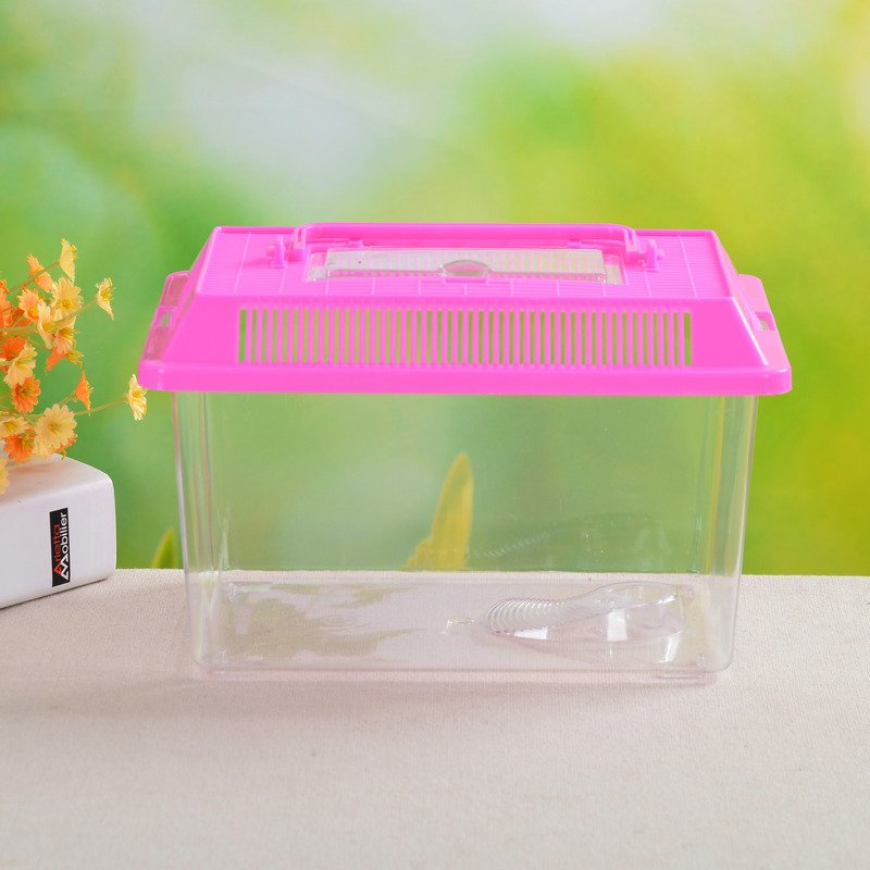 Portable Handheld Transparent Plastic Aquarium Travel-Friendly Small Design for Pet Fish and Turtles