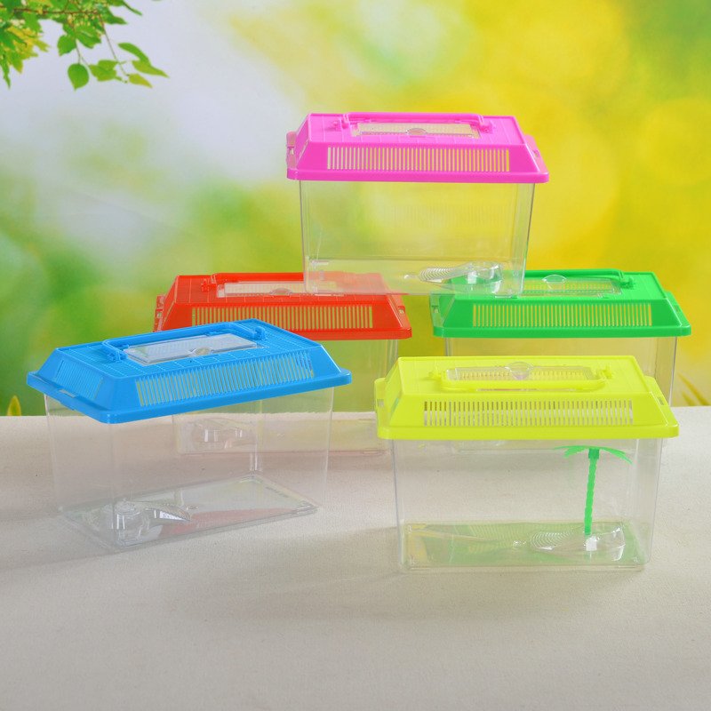 Portable Handheld Transparent Plastic Aquarium Travel-Friendly Small Design for Pet Fish and Turtles