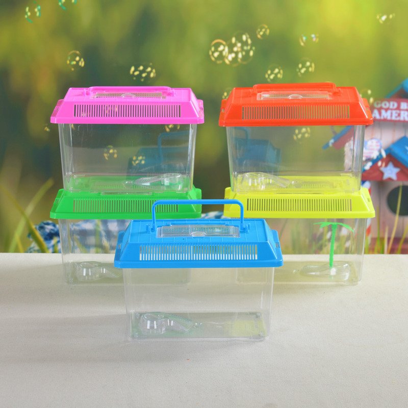 Portable Handheld Transparent Plastic Aquarium Travel-Friendly Small Design for Pet Fish and Turtles