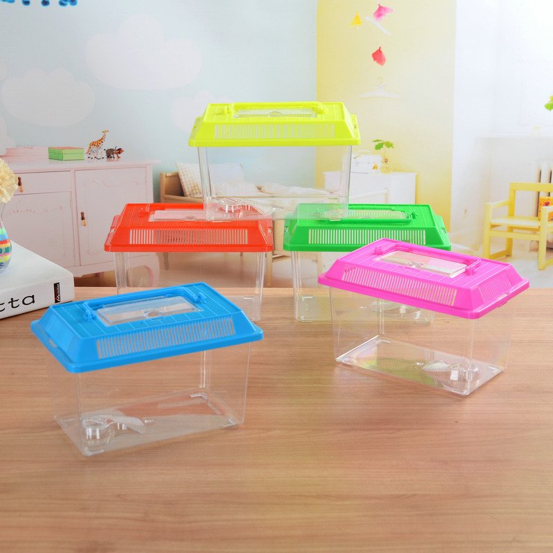 Portable Handheld Transparent Plastic Aquarium Travel-Friendly Small Design for Pet Fish and Turtles