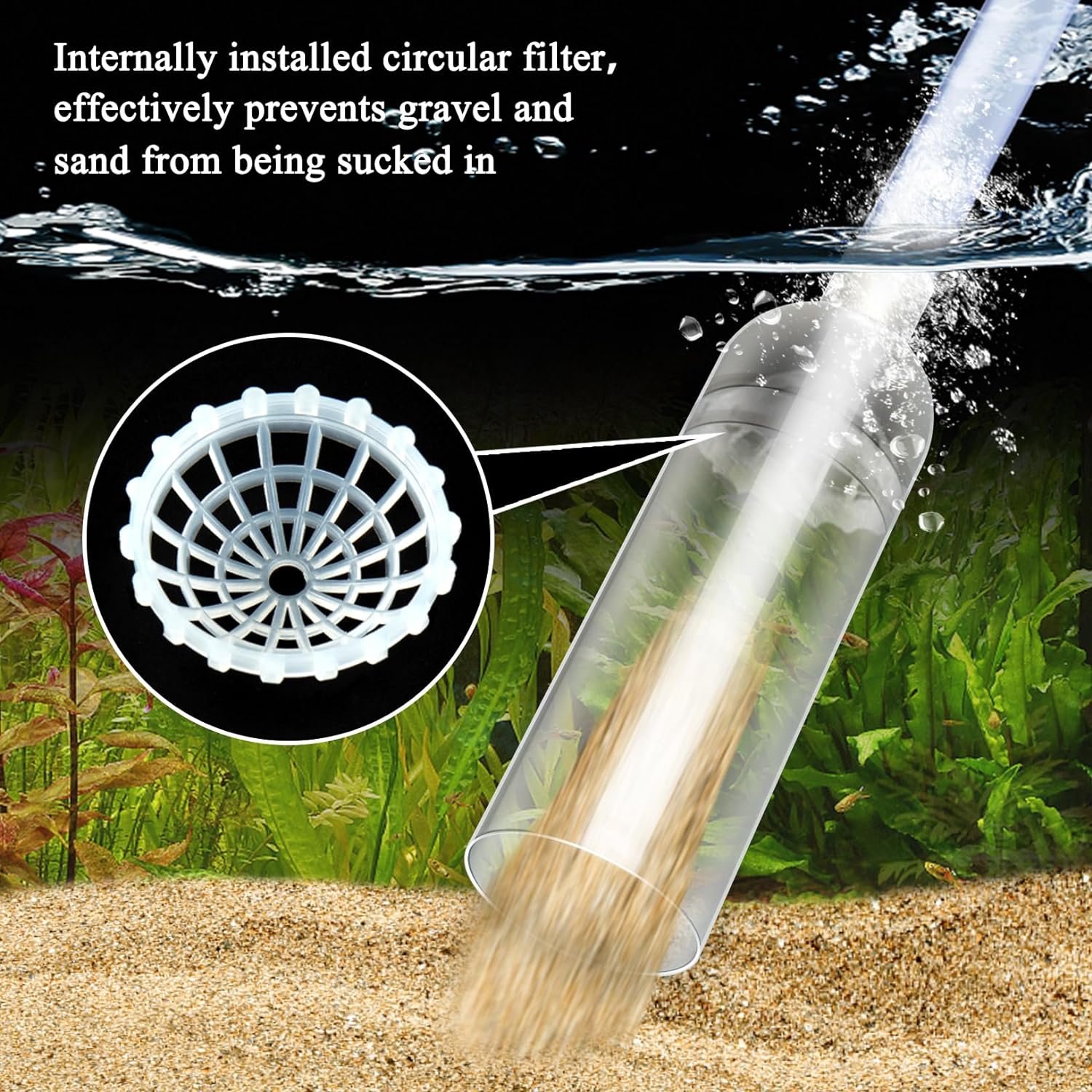 Aquarium Siphon Vacuum Cleaner for Gravel and Sand, Fish Tank Vacuum Gravel Cleaner, Manually Fish Tank Water Changer