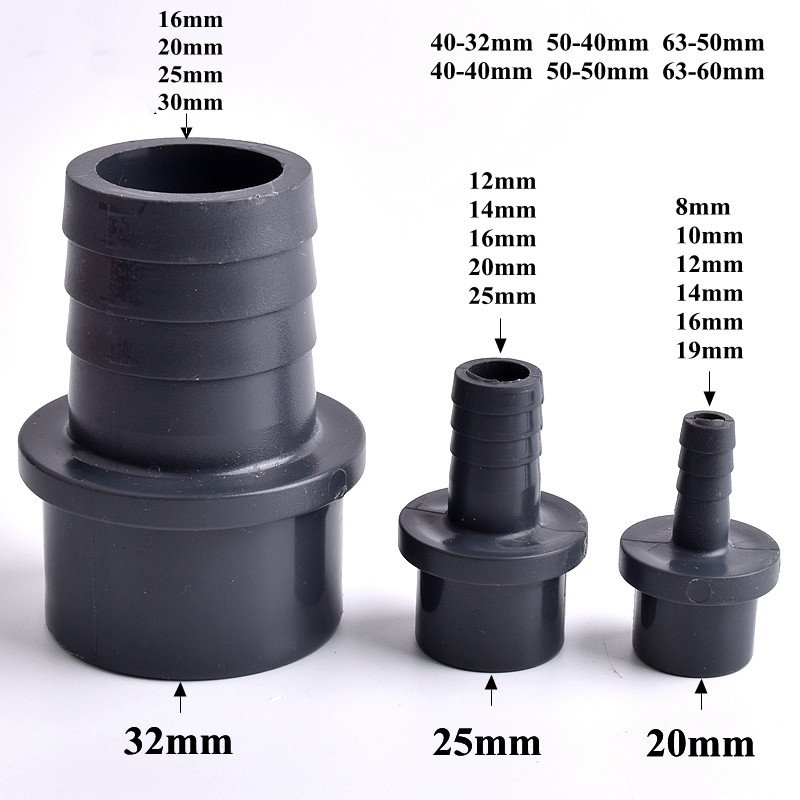 O.D20/25-8/10/12/14/16/19/20/25mm PVC Hose Pagoda Connector Adapter Garden Irrigation Water Pipe Soft Hose Joints Fitting