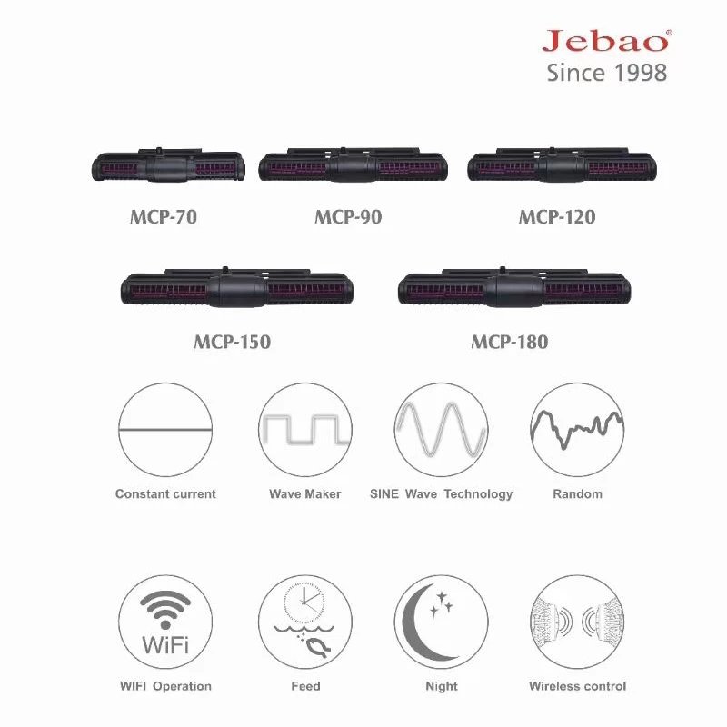New Jebao MCP 70 90 120 150 180 Cross Flow Pump Display with Wifi Control LCD display with WIFI Wave Pump Circulating Pump