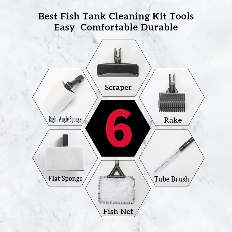 Factory Price Aquarium Cleaning Tools Accessories Algae Removal Blade Six In One Aquarium Cleaning Tools Fish Tank Brush